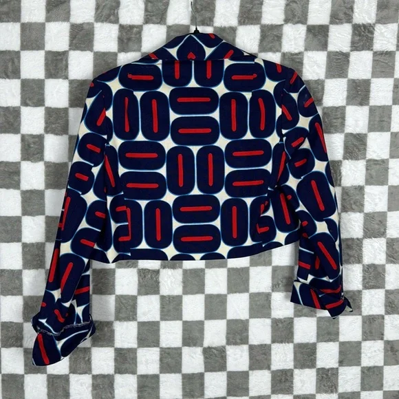 Retro blazer Mod 70’s Vintage union made ILGWU XS cropped white/blue/orange/red - Picture 5 of 8